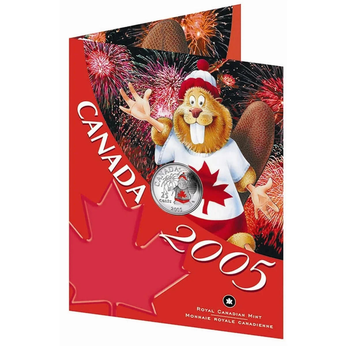 2005 Canada Day - Coloured-  25 Cents - Beaver - In Original Packaging0