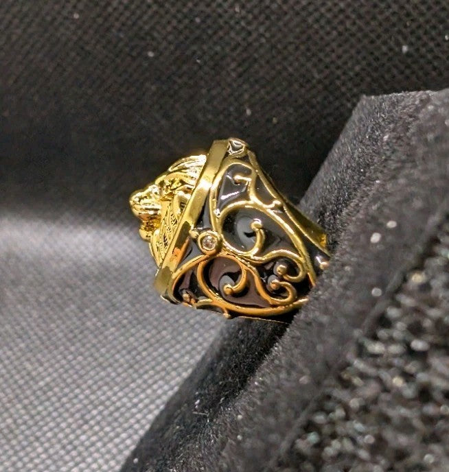Designer Handmade Textured Lion Gold Plated Ring For Anniversary Gift3