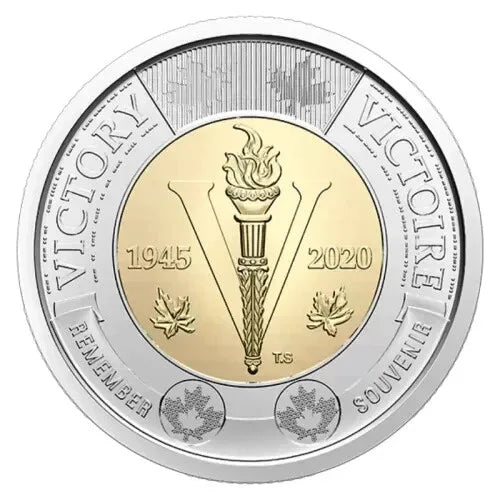 Canada 2020 WWII Victory 75th Coloured & Non coloured BU UNC Toonie from a Roll - NumisFind