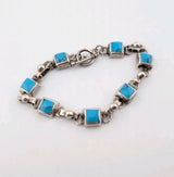 925 Sterling Mexico Turquoise Bracelet 7.2mm 7.5in - 19.25g0