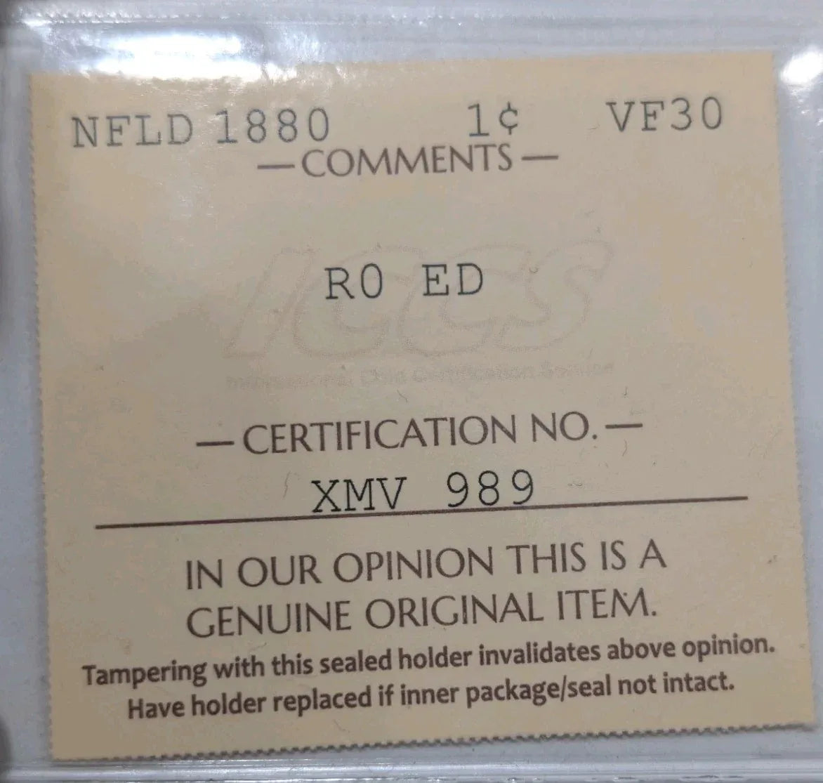 1880 Round O Even 0 Newfoundland 1 Cent - RARE - ICCS Certified VF-30 XMV989 - NumisFind
