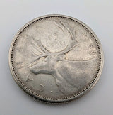 Canada 1959 25 Cents 25c Canadian Caribou Quarter Coin - 80% Silver - ASW .150oz0