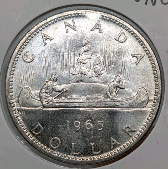 1965 80% Silver Canadian Canada Silver Dollar UNC0