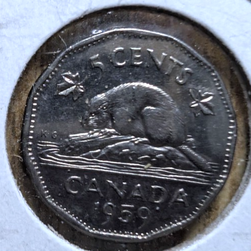1959 Canada 5 Cent George VI Canadian  Nickel Coin Five Cents0