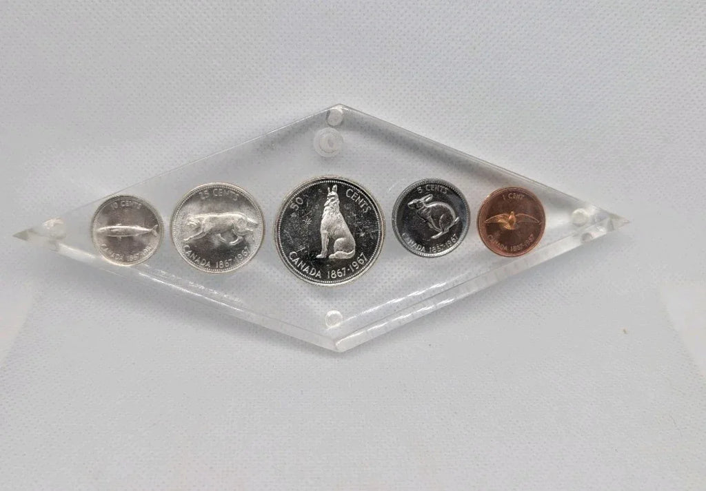 1967 Silver Coins Pl Set In epoxy cube Desk weight Great Gift! - NumisFind