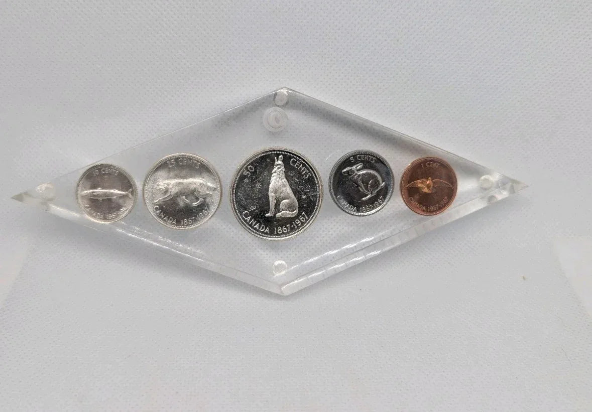 1967 Silver Coins Pl Set In epoxy cube Desk weight Great Gift! - NumisFind