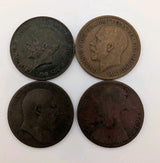 Lot Of 4 Different Old British 1 Penny Coins 1877-1932 Vintage World Foreign1