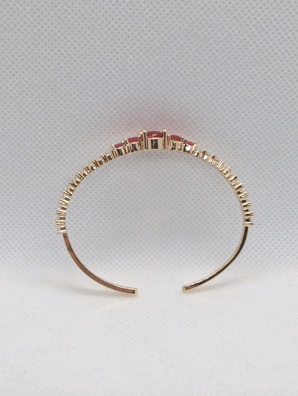 14K Gold Plated 925 Womens Bangle Bracelet With Pink & Clear Stones1