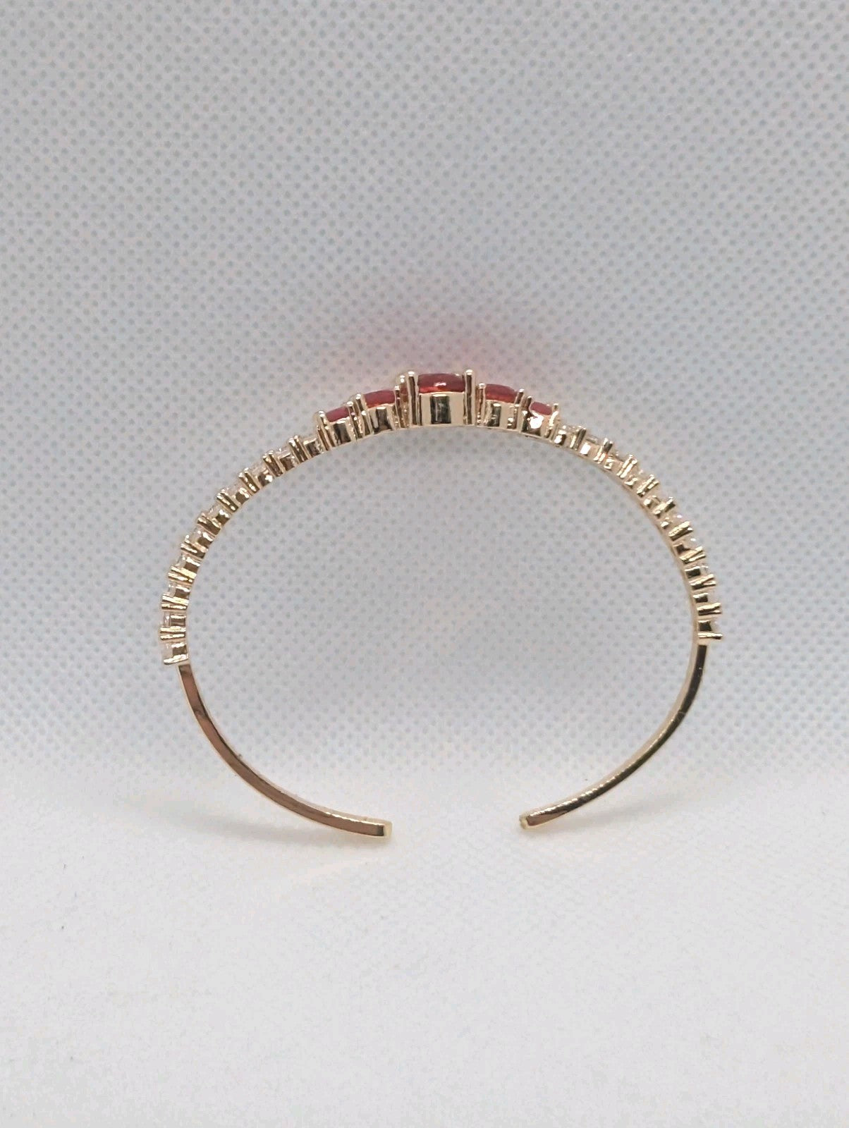 14K Gold Plated 925 Womens Bangle Bracelet With Pink & Clear Stones1