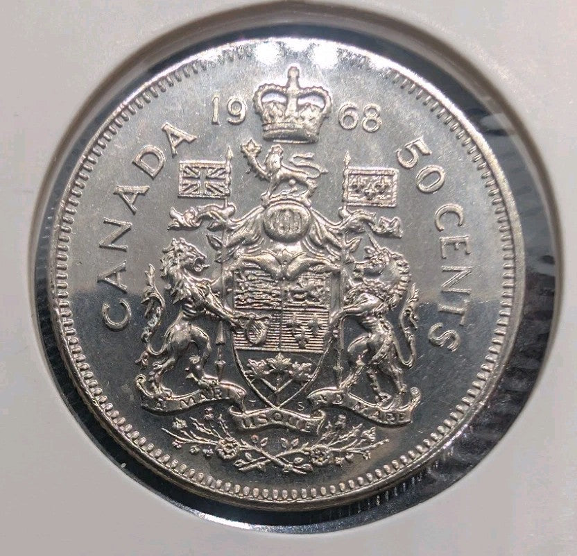 1968 Canadian Nickel Half Dollar 50 Cent Coin Canada0