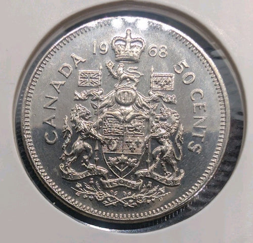1968 Canadian Nickel Half Dollar 50 Cent Coin Canada0