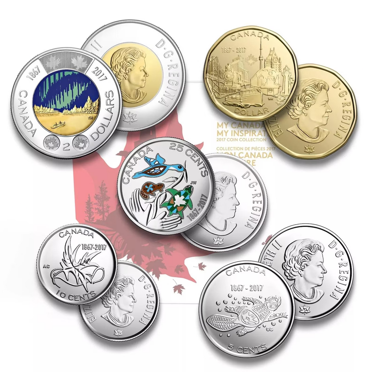 RARE MINT ERROR - Snow On Trees - 2017 My Canada My Inspiration - 5 Coin Set3