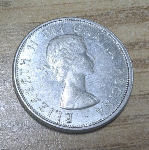 1964 Canadian 50 Cents .800 Silver Half Dollar Queen Elizabeth II Circ1
