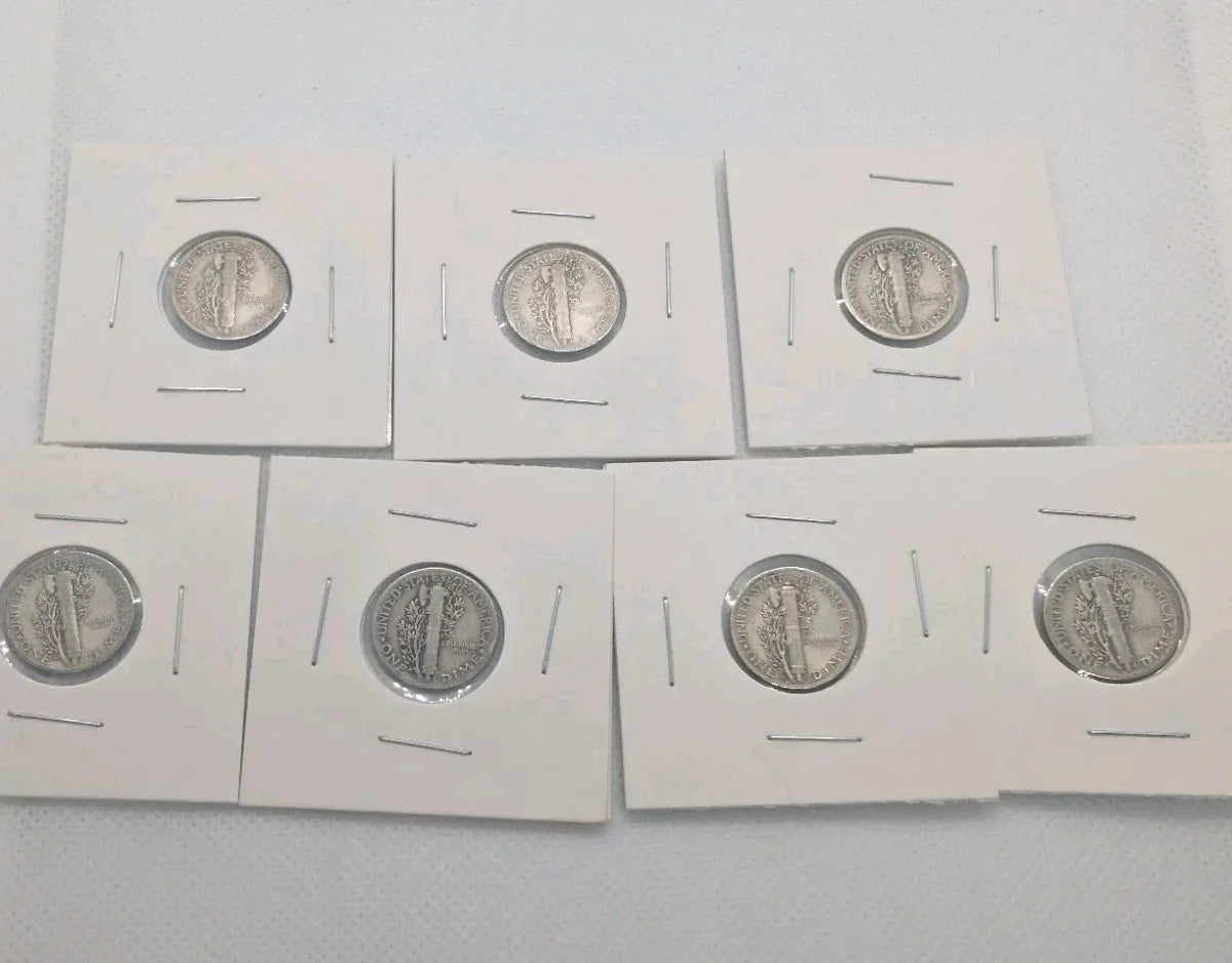 Mercury dime lot of 7, 1940 To 1945. 90% silver coins - NumisFind