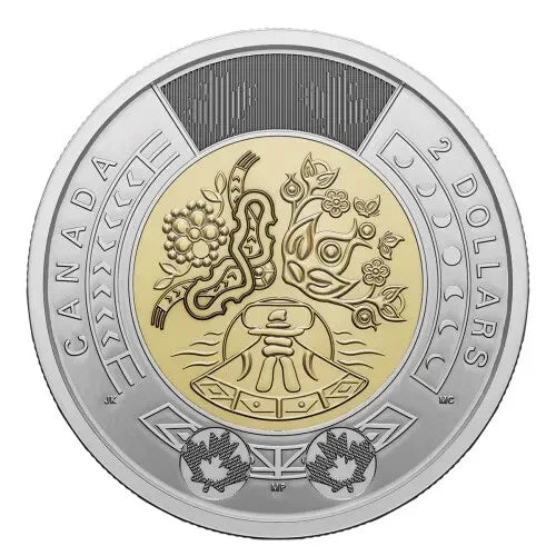 2023 Canada Toonie PAIR - National Indigenous Peoples Day $2 coloured & plain - NumisFind