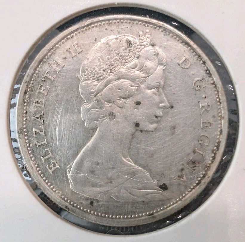Silver 80% Canada 1967 50 cent 50c half dollar Wolf Canadian Coin - Cleaned1