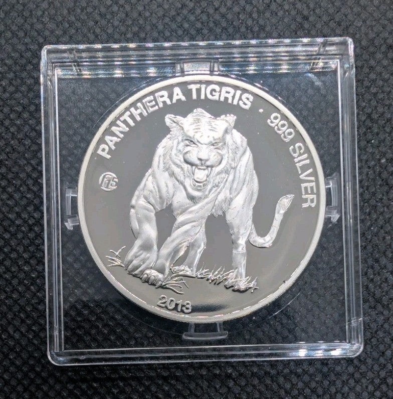 Rare 10,000 Mintage Laos 2013 1000 Kip 999 Silver Panthera Tigris F15 Privy0