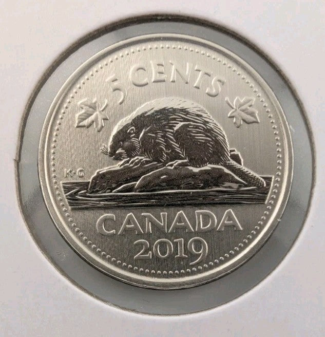  Canada SPECIMEN FROSTED FINISH 5 cents Nickel coin, Caribou, Mint UNC, 20190