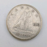 1943 Canada 10c Silver coin Dime - 2g of pure silver0