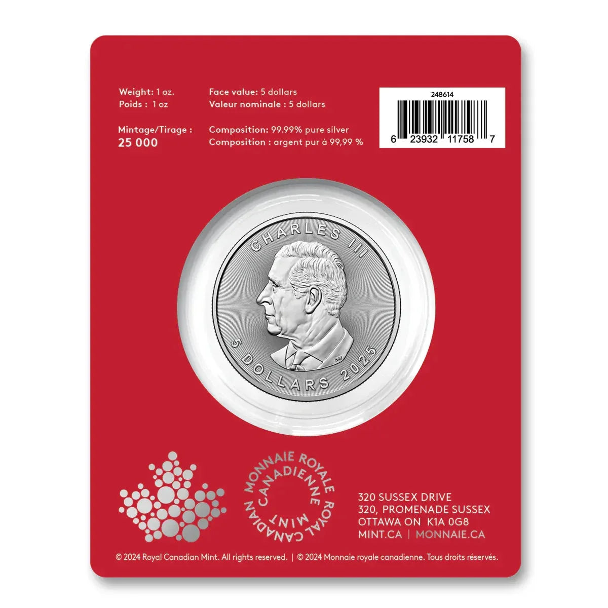 2025 Treasured Silver Maple Leaf 1oz .9999 - Year Of The Snake Privy - NumisFind