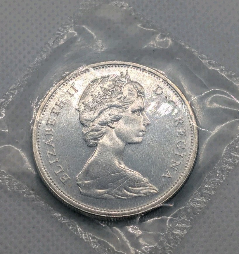 1965 Canadian 1 Dollar .800 Silver Dollar Queen Elizabeth II - BU Sealed1