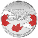 2016 Canadian $25 for $25 True North/Polar Bear Fine Silver Coloured Coin0