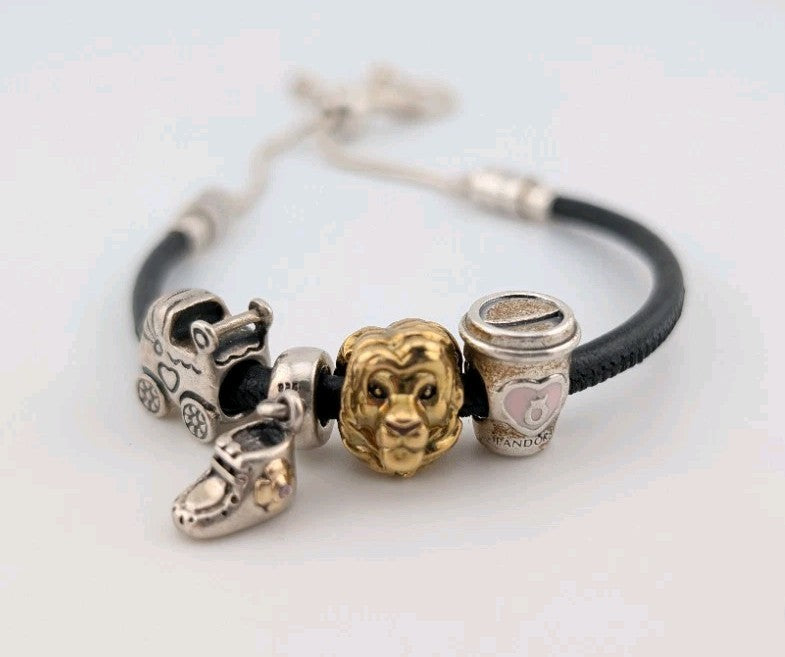 Pandora Silver Bracelet ~ 4 Genuine ALE & Disney Charms1
