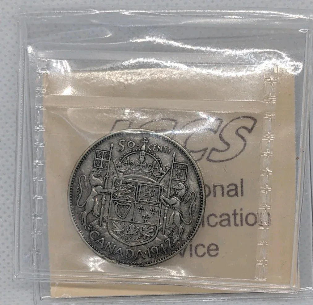 ICCS - 1947 Maple Leaf 50 Cent Silver Coin. F-15 - NumisFind