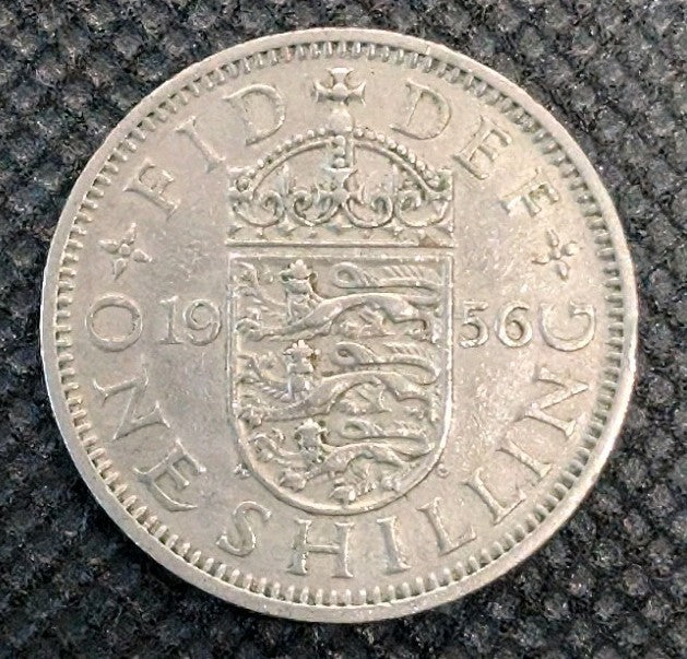 1956 UK GB GREAT BRITAIN ONE SHILLING COIN - ENGLISH CREST -0