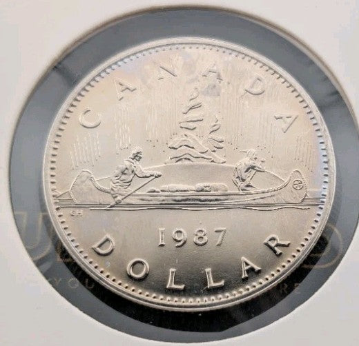 Canada 1987 Prooflike Nickel Dollar Voyageur One $1 Dollar Coin0