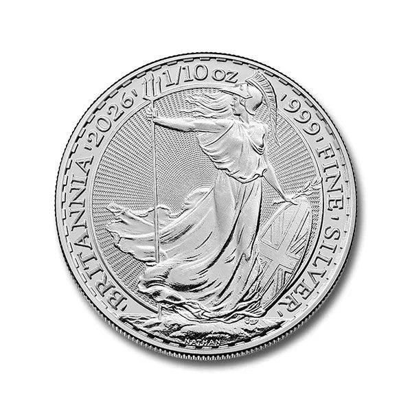 NEW ! 2026 20 Pence Britannia 1/10 oz .999 Fine Fractional Silver Coin - NumisFind