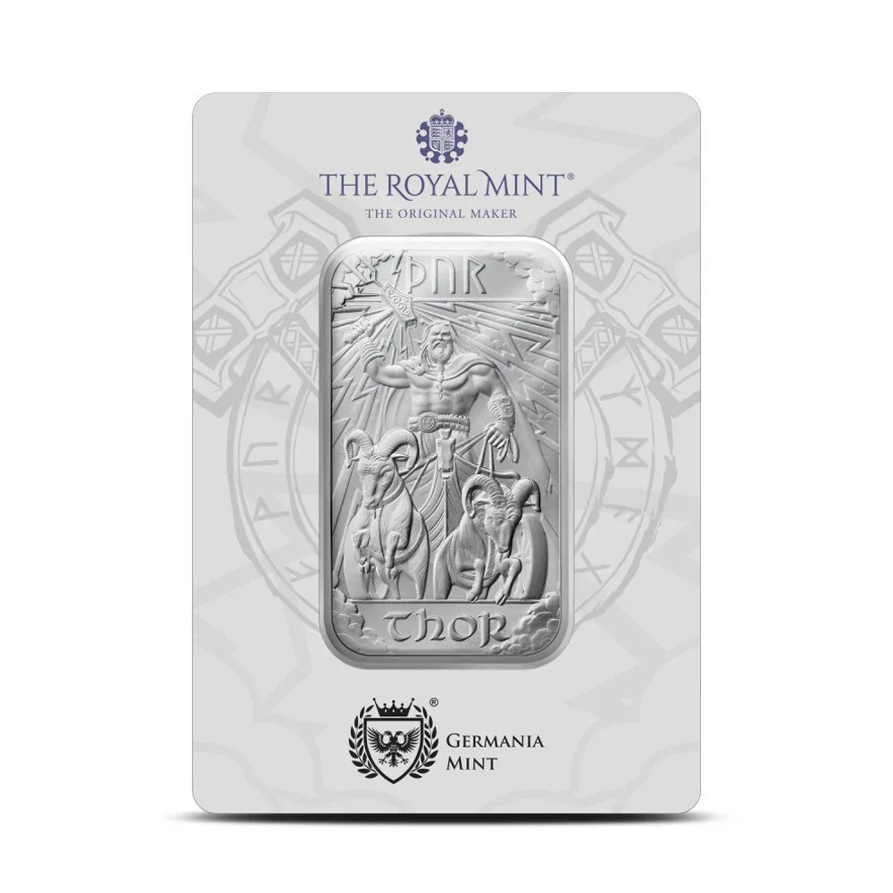 2025 The Royal Mint & Germania Mint partnered 1 oz Silver Bar Norse Gods Thor - NumisFind