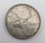Canada 1955 25 Cents 25c Canadian Caribou Quarter Coin - 80% Silver - ASW .150oz0