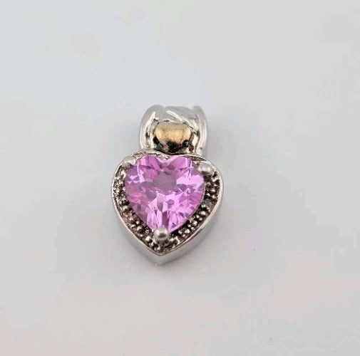 Big Love Heart Pink Gemstone sterling Silver Women Girls Pendant0