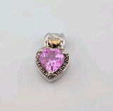 Big Love Heart Pink Gemstone sterling Silver Women Girls Pendant0