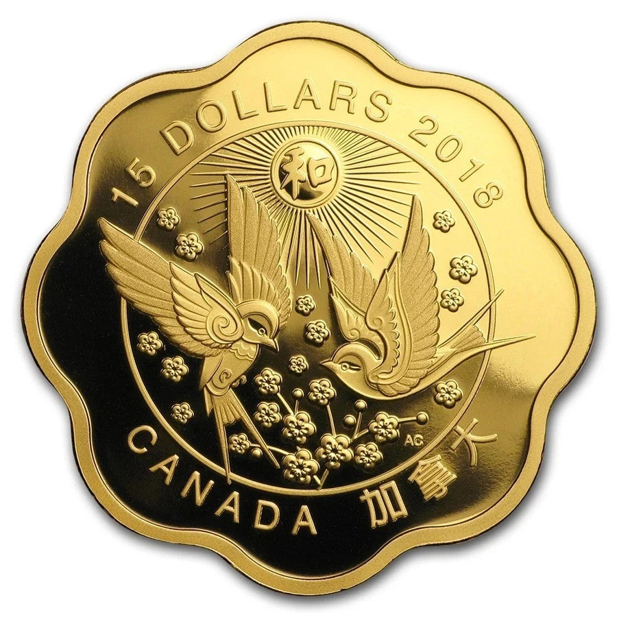 2018 Canada $15 Gold Plated Fine Silver Coin - Blessings of Harmony0