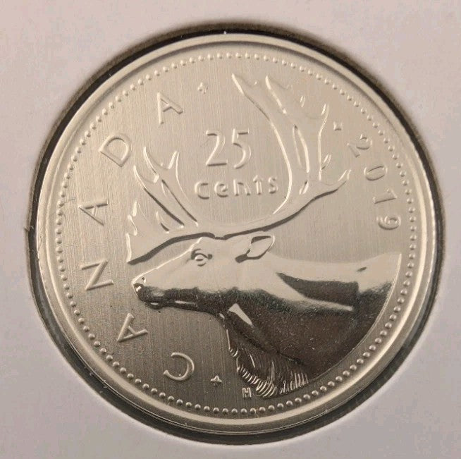  Canada SPECIMEN FINISH 25 cents quarter coin, Caribou, Mint UNC, 20190