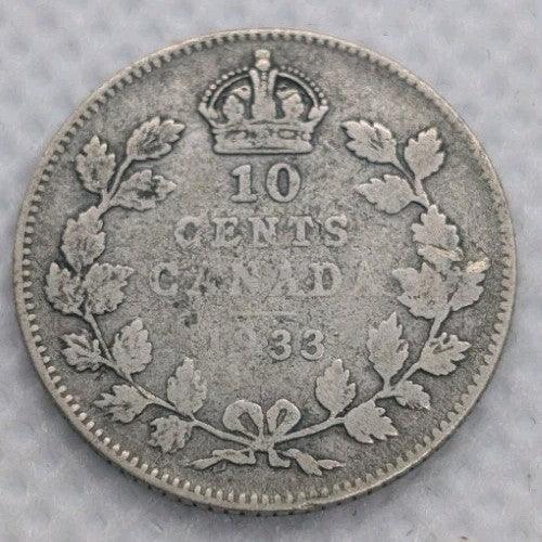 Canada Coins 10 Cent 1933 Silver Coin .800 - NumisFind