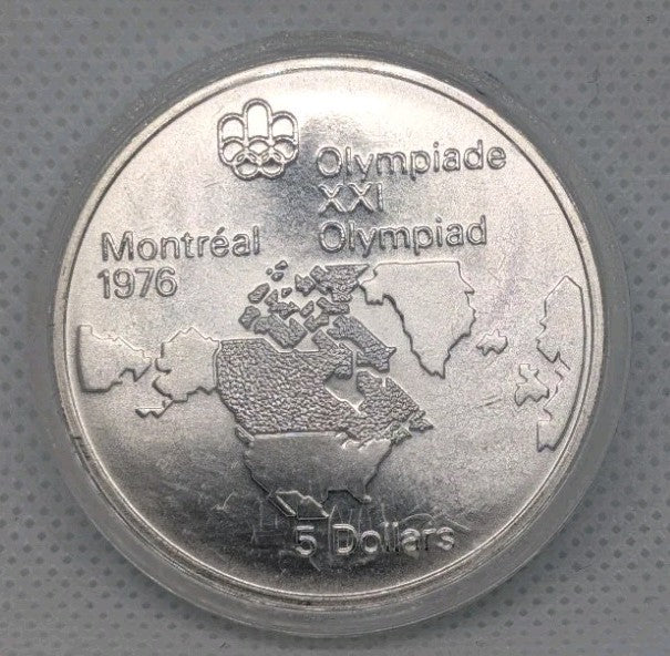 1973 Montreal Olympics .925 SILVER $5 Coin  - Map0