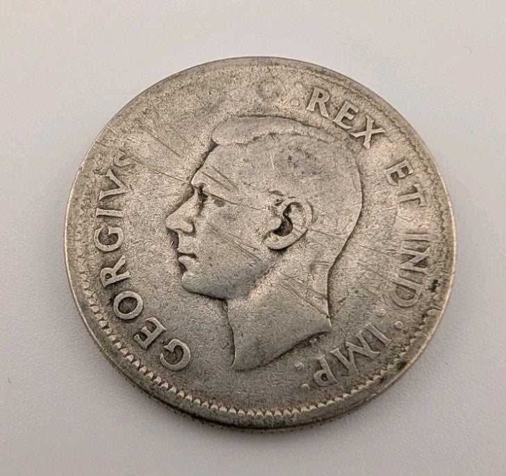 Canada 1945 25 Cents 25c Canadian Caribou Quarter Coin - 80% Silver - ASW .150oz1
