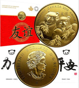 2019 - Golden Gift of Friendship - Pandas $8 Pure Silver Gold Plated Canada Coin - NumisFind
