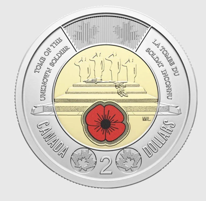2025 Canada $2 coin Toonie Tomb of the Unknown Soldier - coloured- from roll UNC - NumisFind