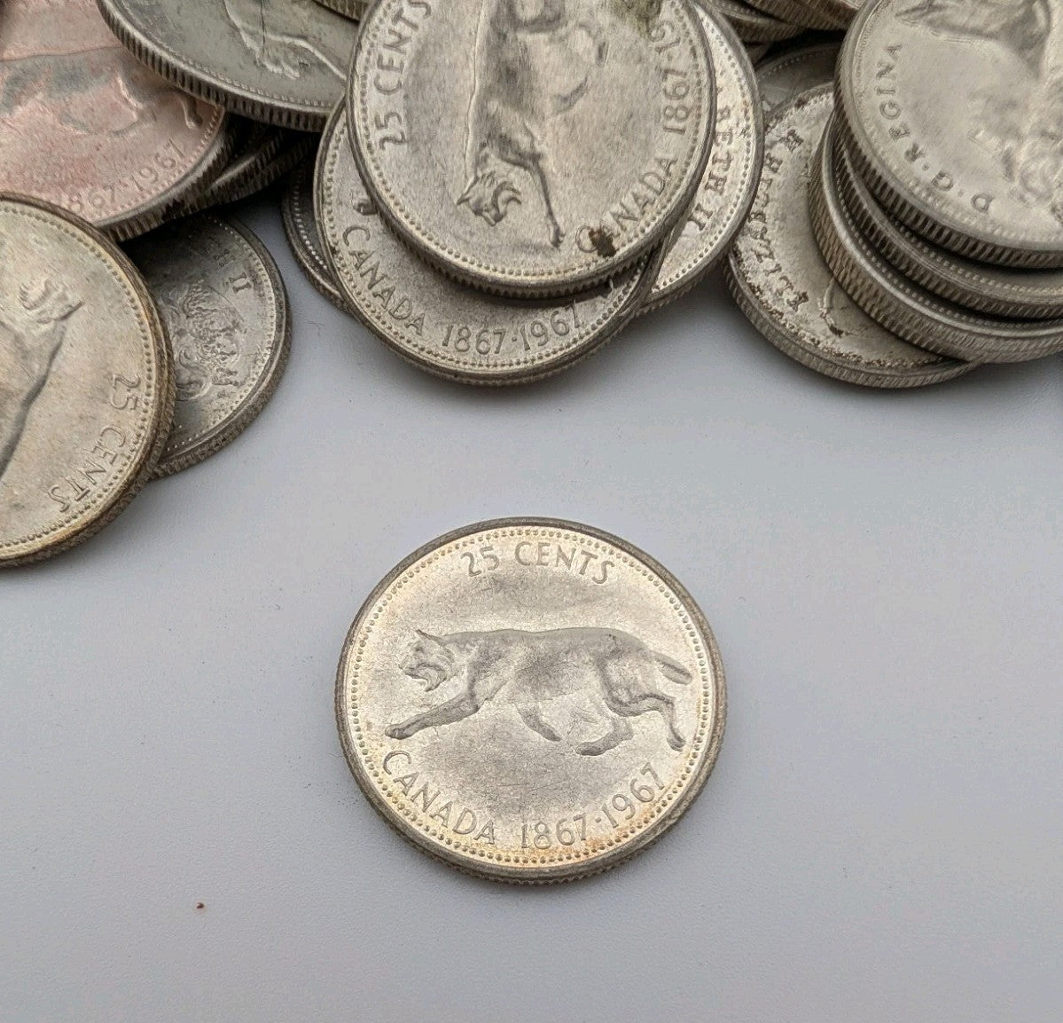1967 Canada Centennial Silver Quarters 25 cent coin0