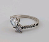 Pandora Double Heart Sparkling Ring Sterling Silver ALE 54  Size 9  3.0 Grms0