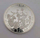 2001 LIBERIA 20 DOLLAR SILVER (0.999) PROOF COIN "BATTLE OF LITTLE BIG HORN"0