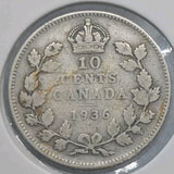 Canada Coins - 10 Cent 1936 - Silver Coin .800 - NumisFind