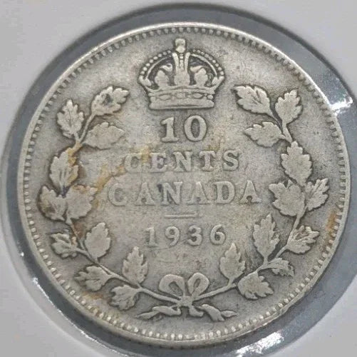 Canada Coins - 10 Cent 1936 - Silver Coin .800 - NumisFind