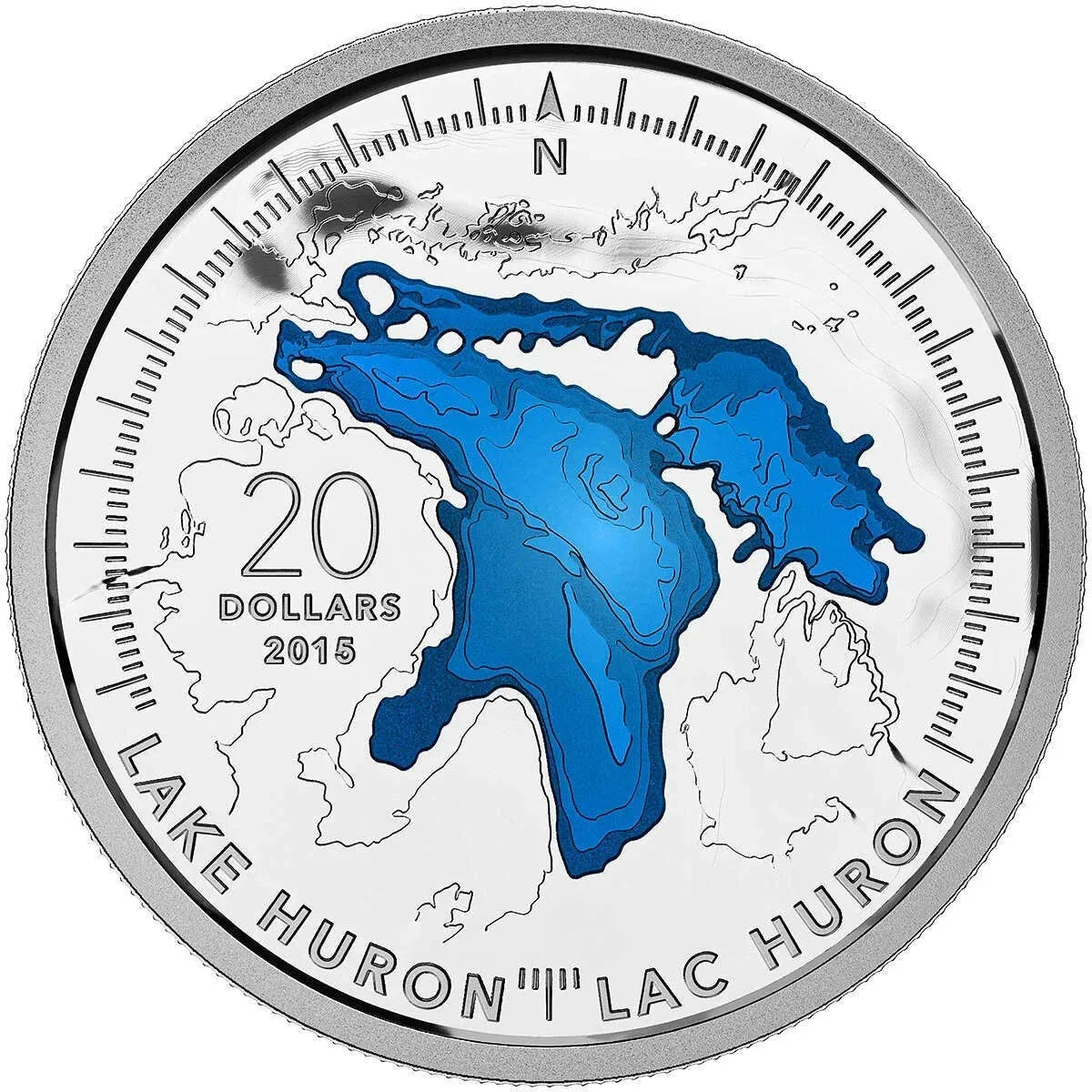 2015 $20 The Great Lakes: Lake Huron - Pure Silver Coin - NumisFind