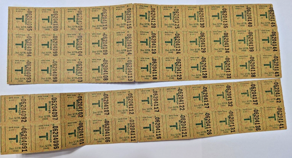 BIG LOT Of 172 x Tb Mileage Stamps + 2 x WW2 Basic Mileage Ration Card A USA.1