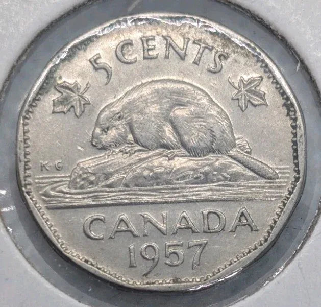 1957 Canada 5 Cent George VI Canadian Nickel Coin Five Cents - NumisFind